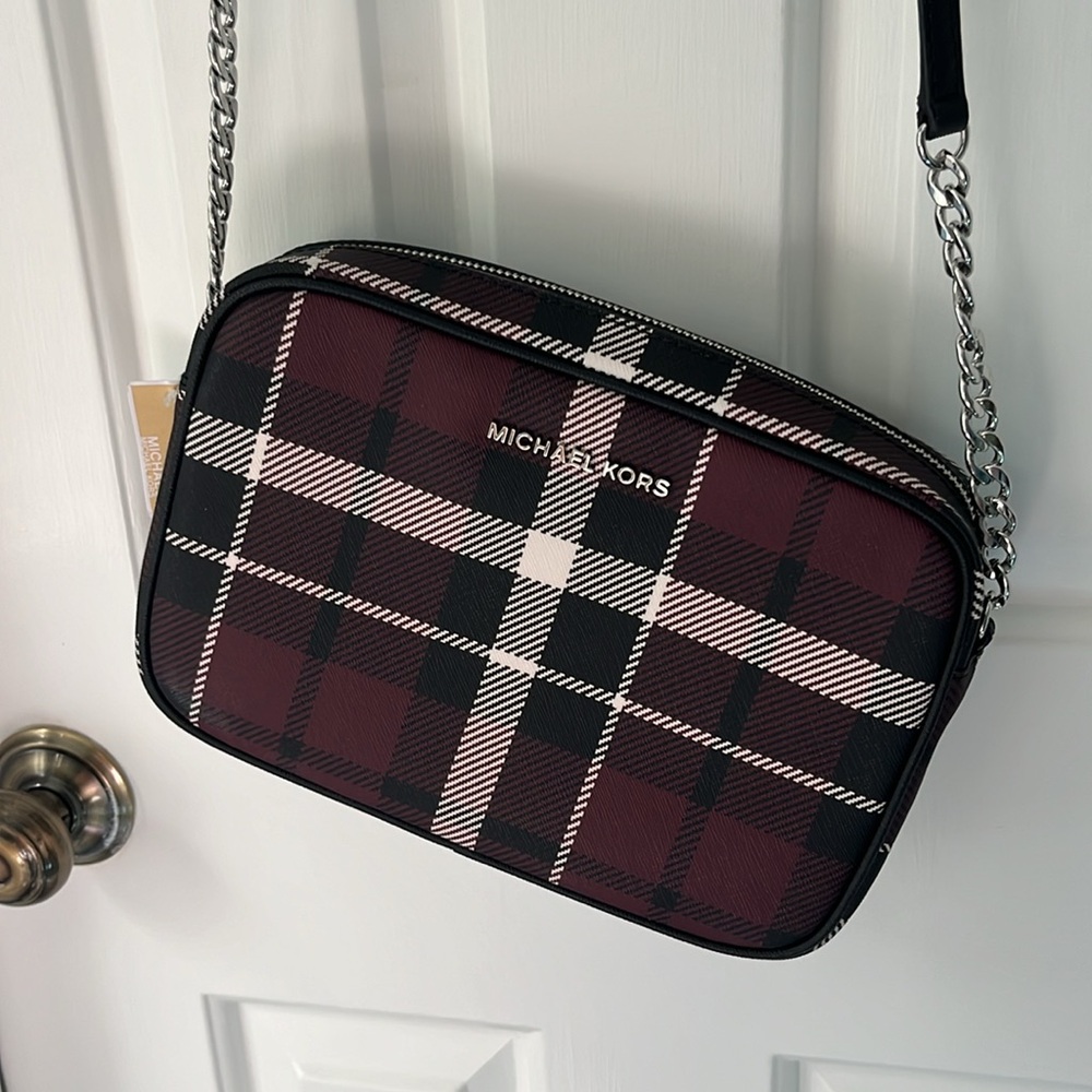 NWT Purple and Black Plaid Michael Kors Crossbody Bag